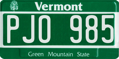 VT license plate PJO985
