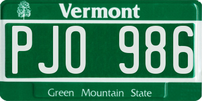 VT license plate PJO986