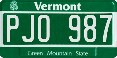VT license plate PJO987