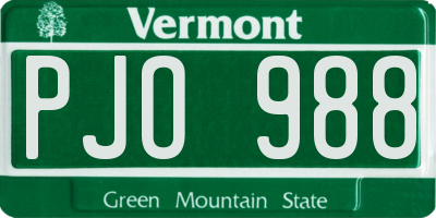 VT license plate PJO988