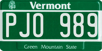 VT license plate PJO989