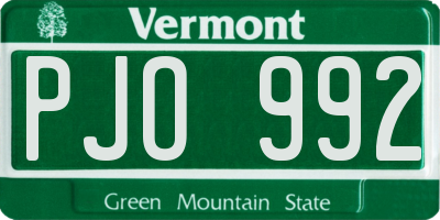 VT license plate PJO992