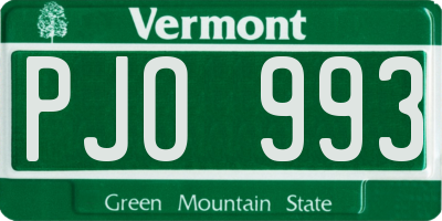 VT license plate PJO993