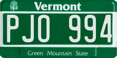 VT license plate PJO994