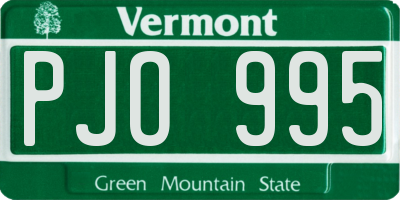 VT license plate PJO995