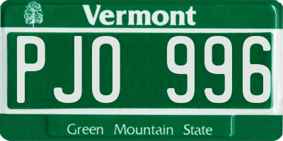 VT license plate PJO996