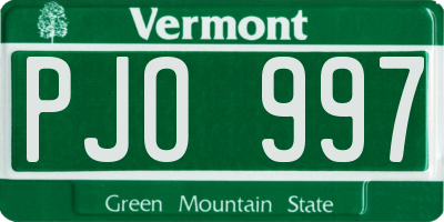 VT license plate PJO997