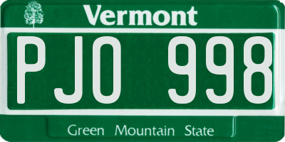 VT license plate PJO998