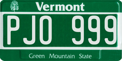 VT license plate PJO999
