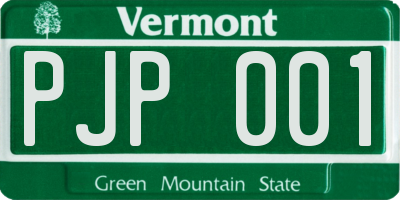 VT license plate PJP001