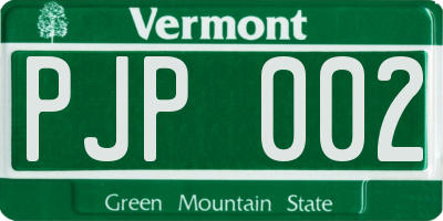 VT license plate PJP002