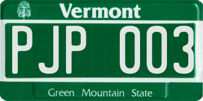 VT license plate PJP003