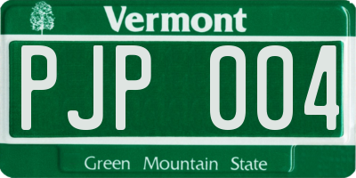 VT license plate PJP004