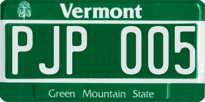 VT license plate PJP005
