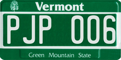 VT license plate PJP006