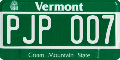 VT license plate PJP007