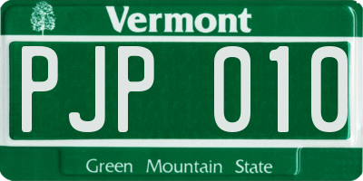 VT license plate PJP010