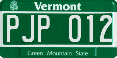 VT license plate PJP012