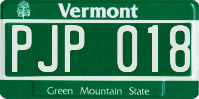 VT license plate PJP018