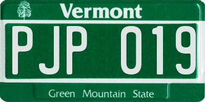 VT license plate PJP019