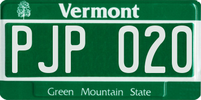 VT license plate PJP020