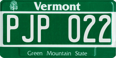 VT license plate PJP022