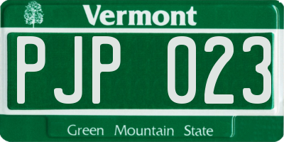 VT license plate PJP023