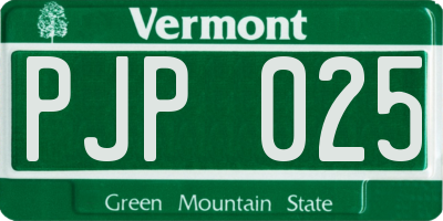 VT license plate PJP025