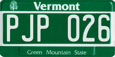 VT license plate PJP026