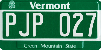 VT license plate PJP027
