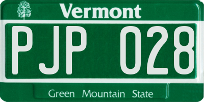 VT license plate PJP028