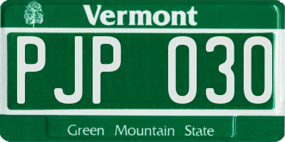 VT license plate PJP030