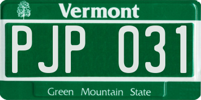 VT license plate PJP031