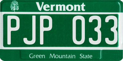 VT license plate PJP033