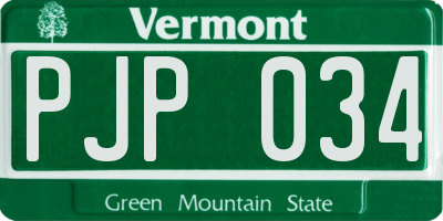 VT license plate PJP034