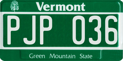 VT license plate PJP036