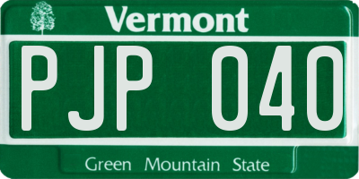 VT license plate PJP040