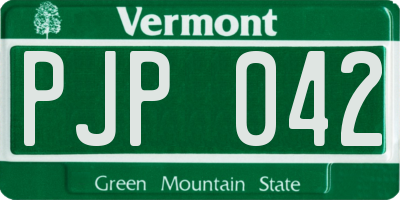 VT license plate PJP042