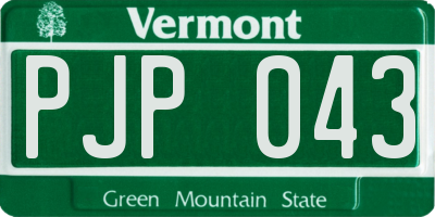 VT license plate PJP043