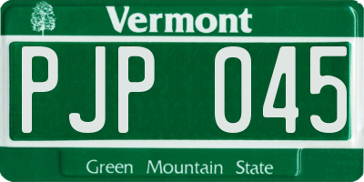 VT license plate PJP045