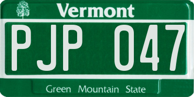 VT license plate PJP047