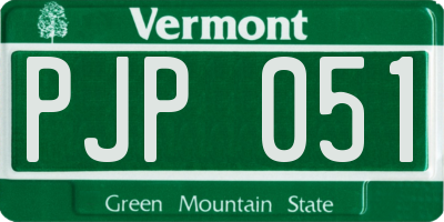 VT license plate PJP051