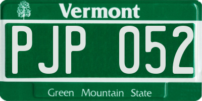 VT license plate PJP052
