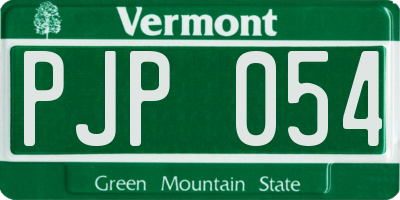 VT license plate PJP054