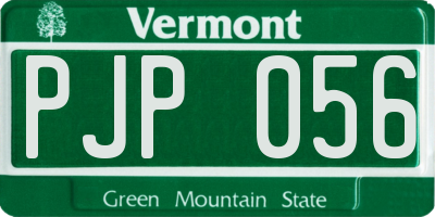 VT license plate PJP056