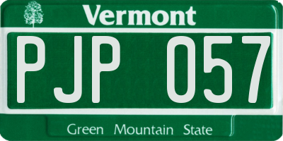 VT license plate PJP057