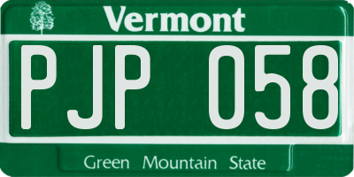 VT license plate PJP058