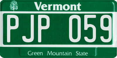 VT license plate PJP059