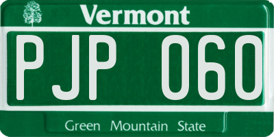 VT license plate PJP060