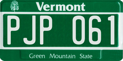 VT license plate PJP061